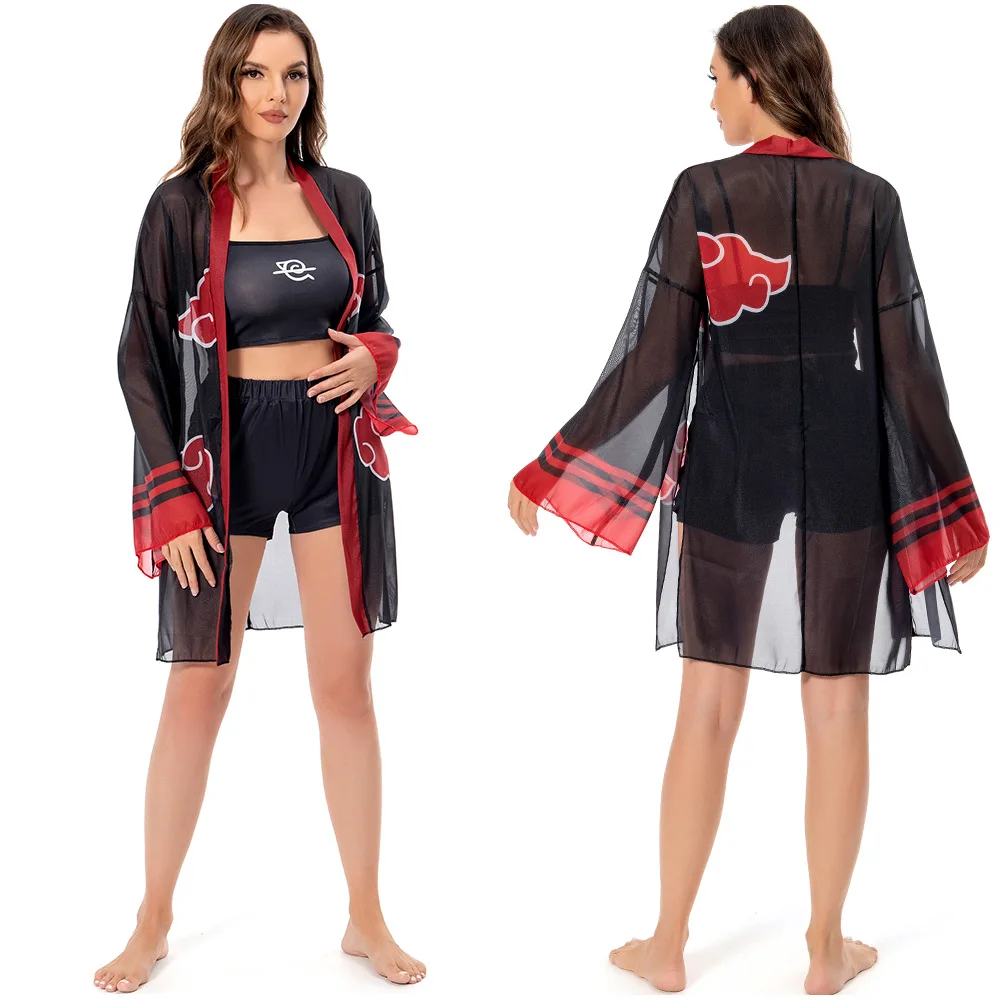 

Купальник аниме Акацуки, плащ, костюм для косплея, купальник-тройка, наряды, костюм для Хэллоуина и карнавала