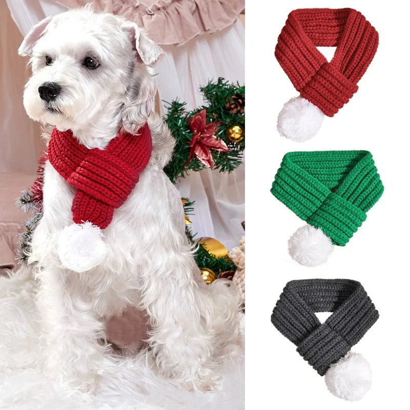 Рождественский шарф для собак красный зеленый домашних животных новогодний