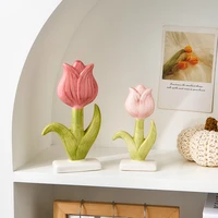 ceramic flower sculpture nordic home living room decoration kawaii room decoration desk accessories figurines for interior