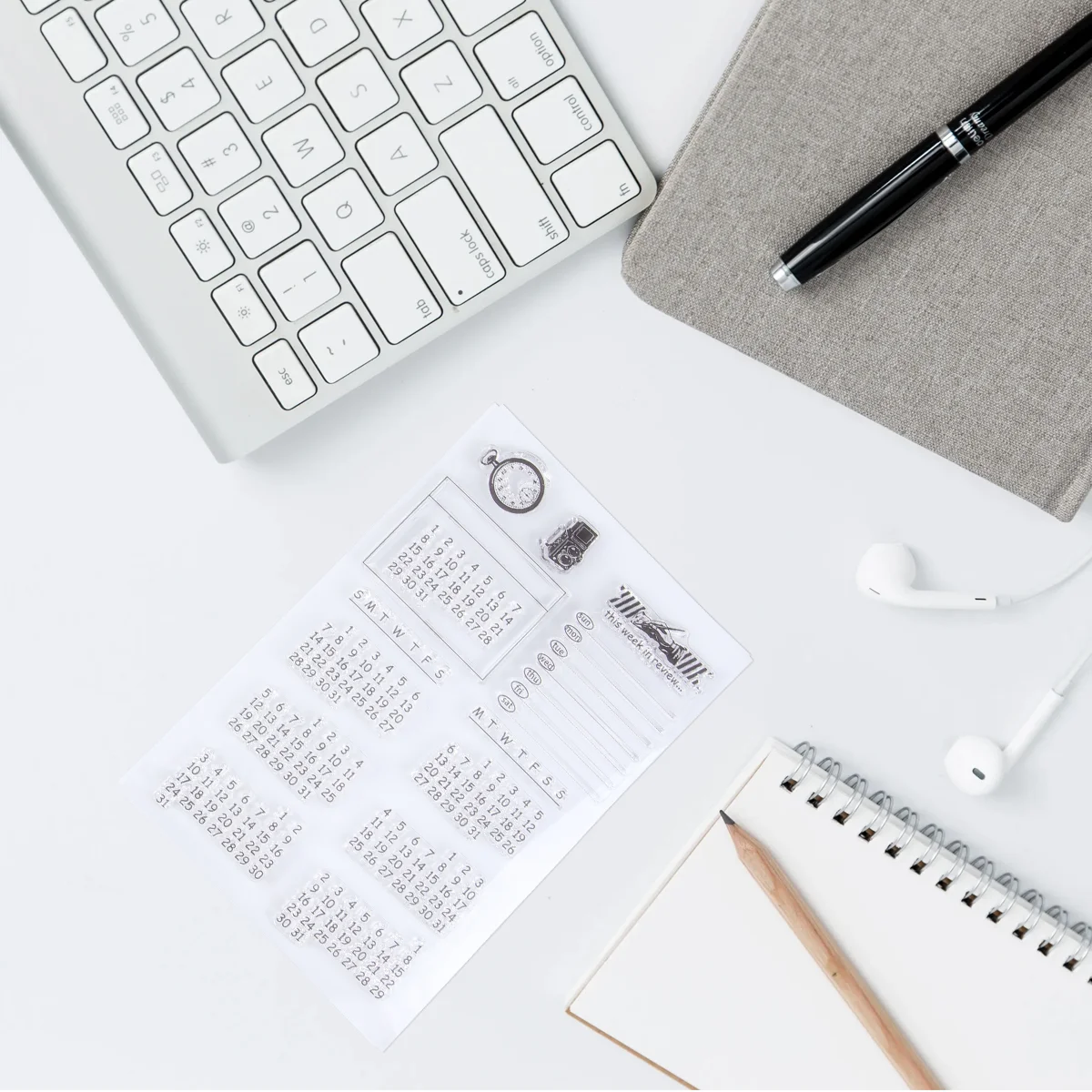 

Calendar Stamps Transparent Stamp Rubber Scrapbooking Clear Template Planner Planer Month Year Week Mixed Sheets Daily Tpr Seal