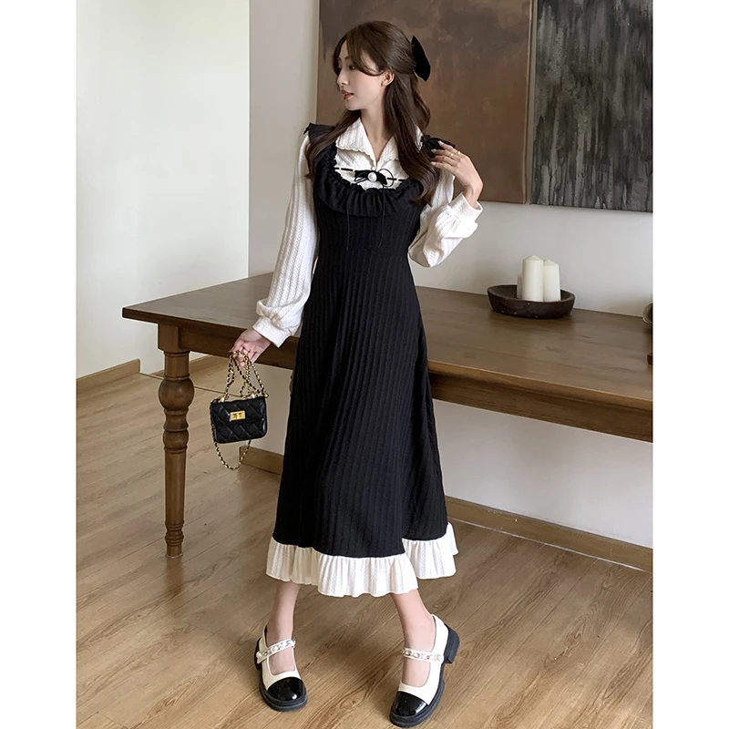 Элегантные хлопчатобумажные платья для женщин большие модели женское черное