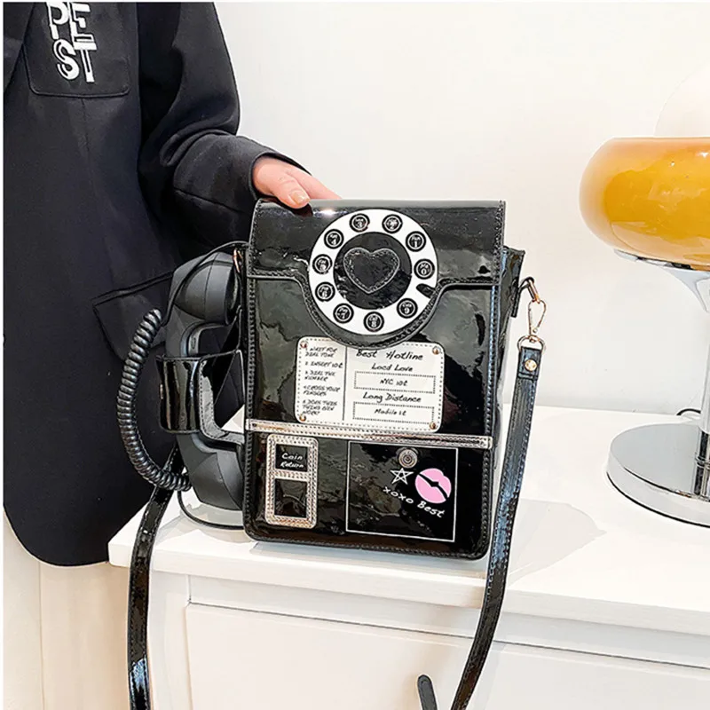 2022 Pink Telephone Shaped Purses and Handbags for Women Retro Phone Top-Handle Shoulder Bags Crossbody Bag Fashion Female Totes