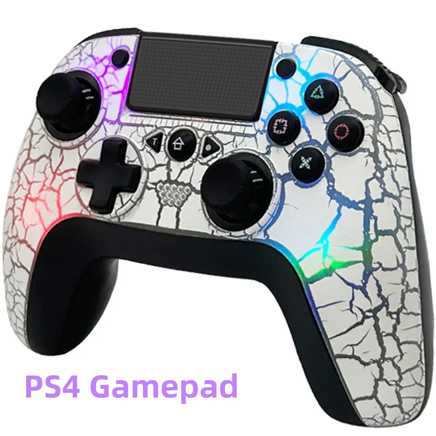 

Handle PS4 Gamepad Macro Programming Wireless Handle Support Turbo Compatible PC System RGB Crackle Light Six-Axis Body Feeling