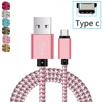 10pcslot 1m 1 5m 2m usb type c cable braided data fast charger cable for type c mobile phone charging wire usb c cable