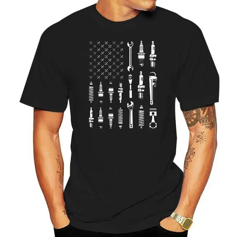 

Vintage Patriotic Mechanic Men T Shirt Hiphop Couples Oversize Cotton Short Sleeve T-shirts For Men