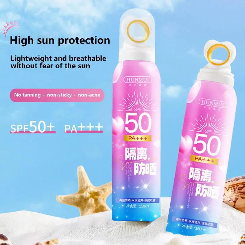 

SPF 50 Sunscreen Spray Waterproof Whitening Face Mist Broad Spectrum Non-greasy Moisturizing 150ml Light Weight UV Sunblock