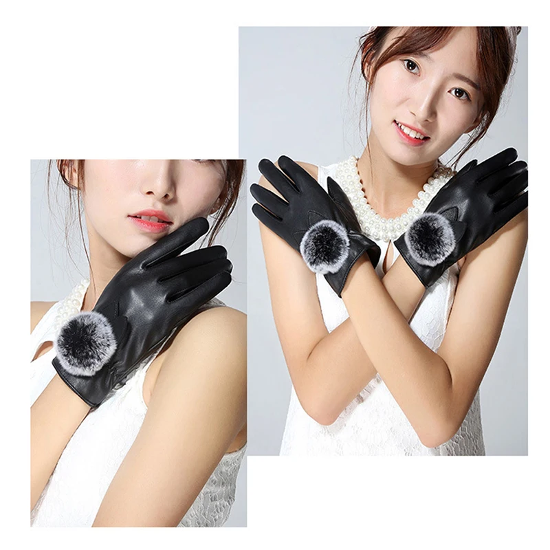 

Новое поступление 2022, оптовая продажа, женские зимние теплые перчатки, Женская защита от холода, бархатная ткань, искусственный шар, 1 пара