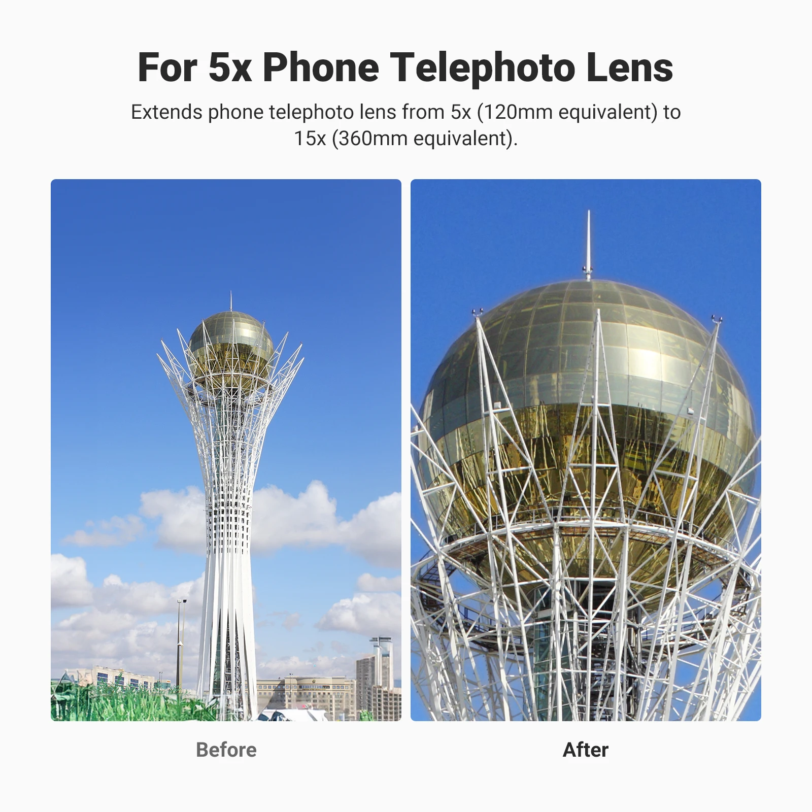 Фото Телеобъектив-телеконвертер NEEWER 3X, эквивалент 360 мм, резьба 17 мм, для iPhone, Android, Samsung, Xiaomi, Phone Cage №2