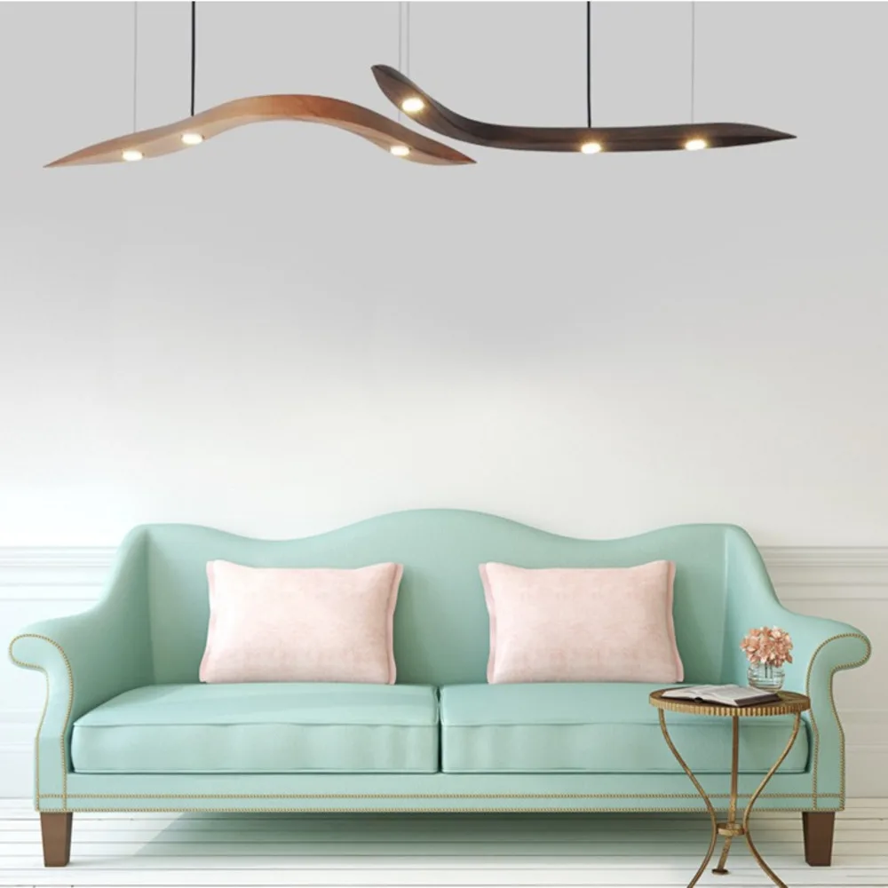 

Modern Chinese Creative Solid Wood Bent Pendant Lights Decorations For Home Dining Room Art Restaurant LED Hanglamp Luminaire