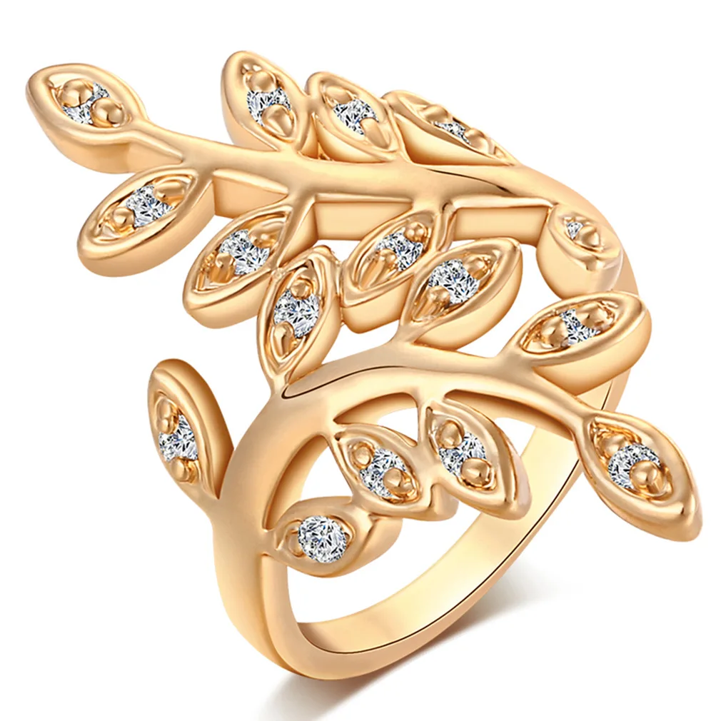

Lucky Leaf Shape Gold-Plated Ring Fashionable Jewelry For Women Ring Free Items With Free Shipping Birthday Outfits For Women