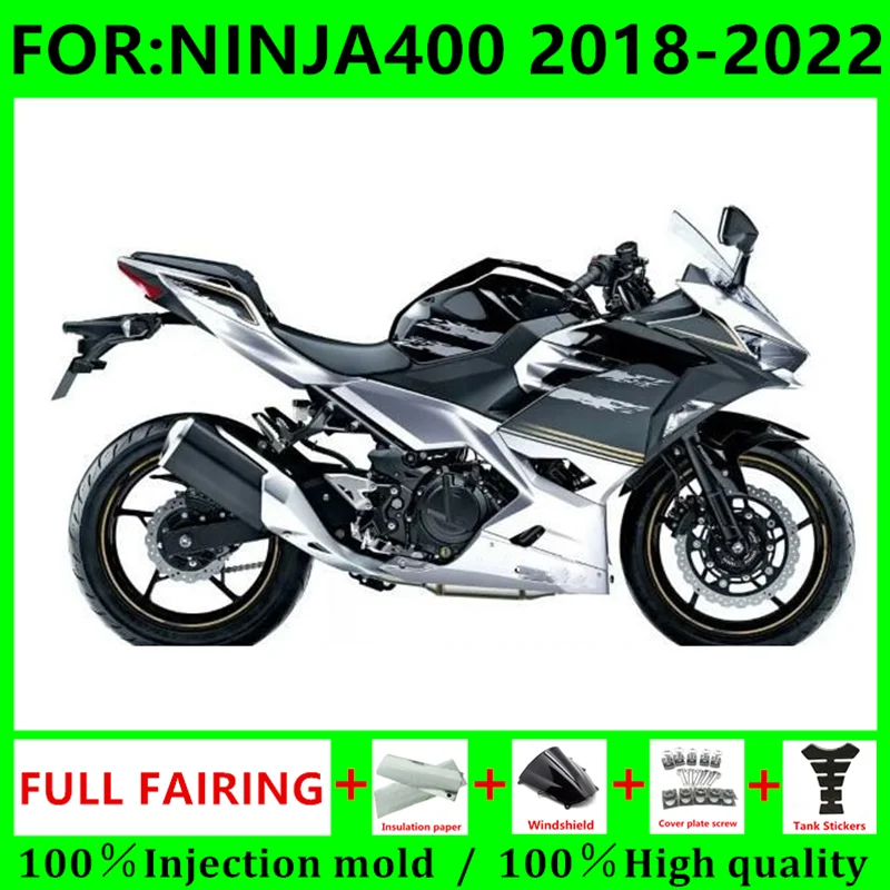 

Комплект обтекателей для мотоцикла, подходит для Ninja400, EX400, EX, Ninja 400, 2018, 2019, 2020, 2021, 2022, 2023, обтекатель кузова, черный, серебристый