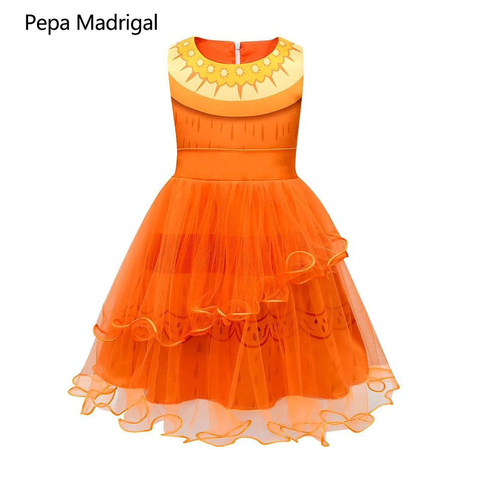 Disney Girls Princess Costume Dress Encanto Cosplay Isabela Princess Dress Suit Charm for Girl Carnival Birthday Party Halloween