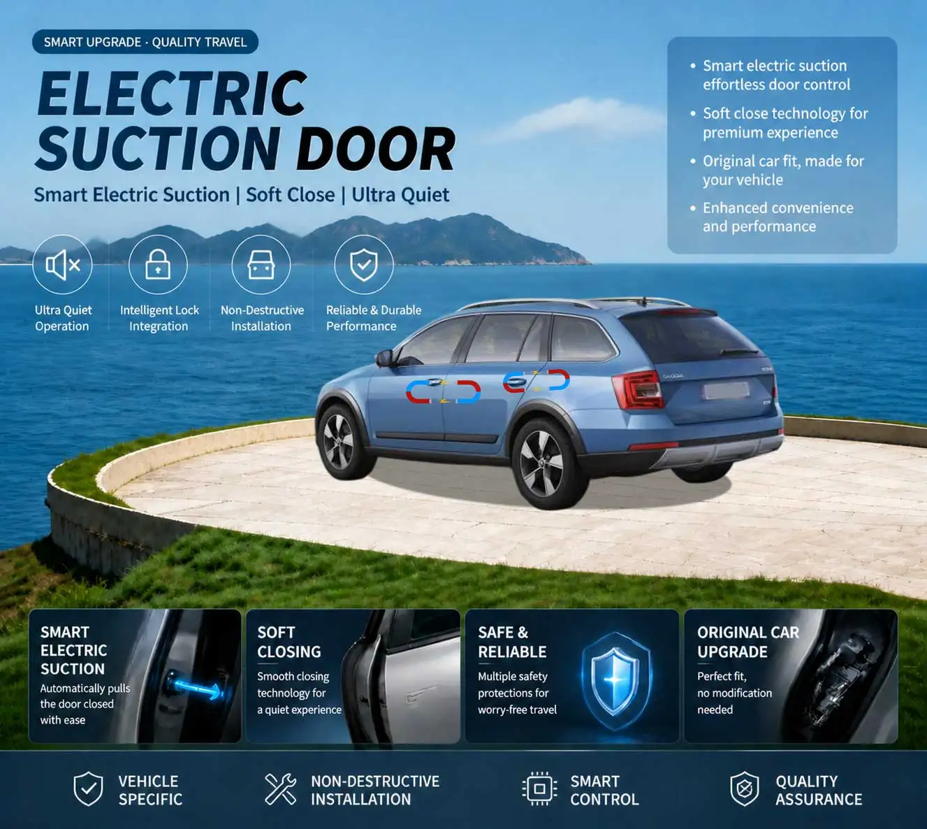 Фото Система плавного закрывания дверей с автоматическим приводом для Skoda Octavia Scout 3-го поколения A7 5E Liftback Estate 2012-19 №1