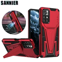 armor magnetic metal phone case for redmi note 10 11 pro plus 9s pro max 9pro 9t 10s 10t 5g shockproof bracket cellphone cover