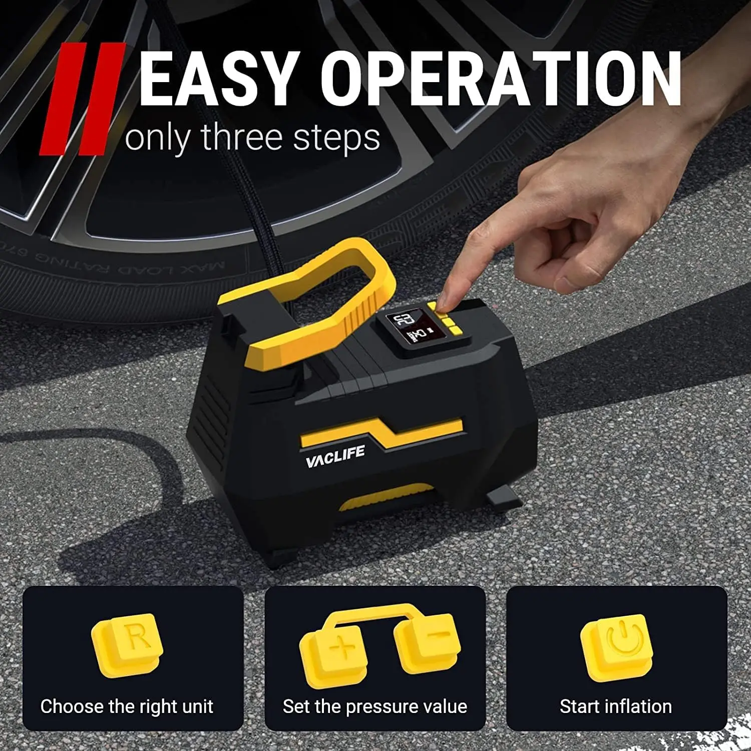 Насос для шин VacLife AC/DC 2-в-1 портативный воздушный компрессор насос автомобильных