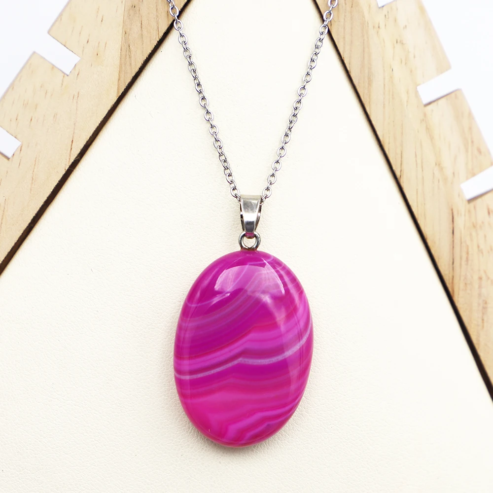 Selling Natural Stone Red Onyx Oval Necklace Pendants Agates Reiki Charms Diy Making Jewelry Earrings Accessories 1Pc Wholesale