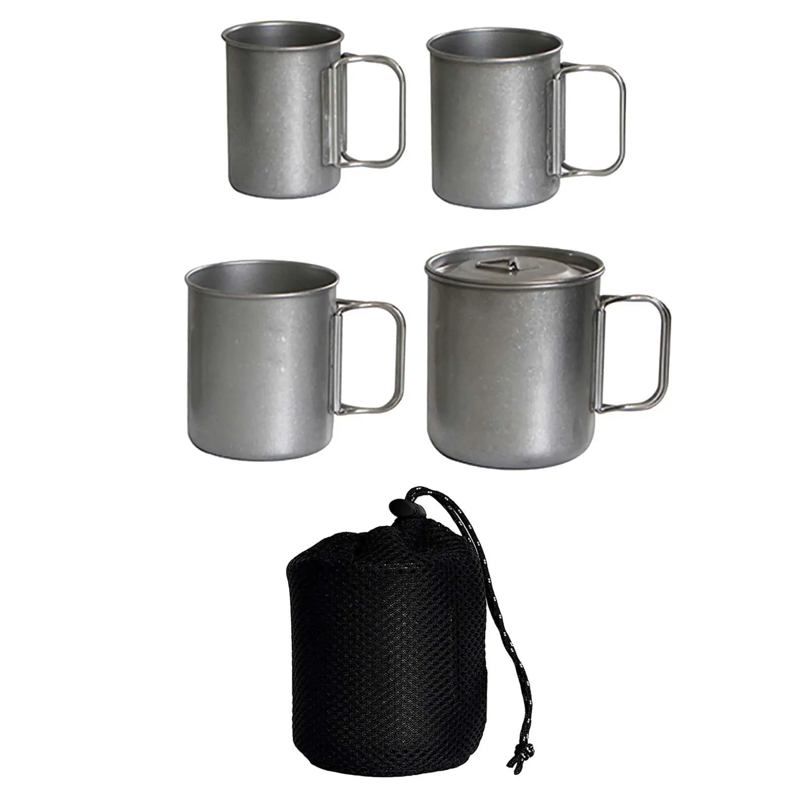 

4x Water Cup Mug Portable Teapot Camping Cup Pot Tea Coffee Mugs with Lid for Picnic Hiking Fishing Outdoor Activities Travel