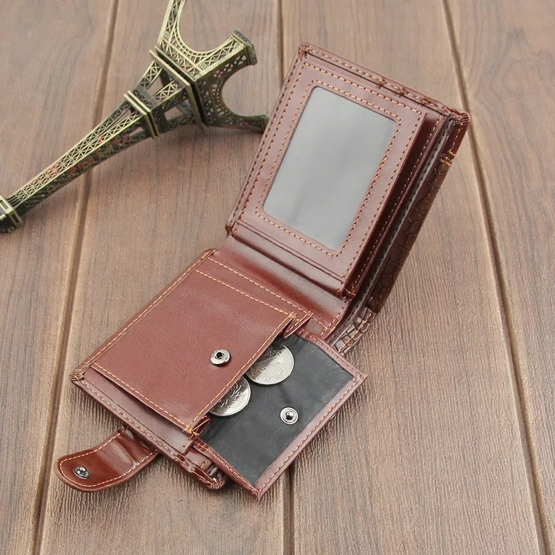 Деловой кошелек из искусственной кожи мужской в стиле ретро внутренняя молния с