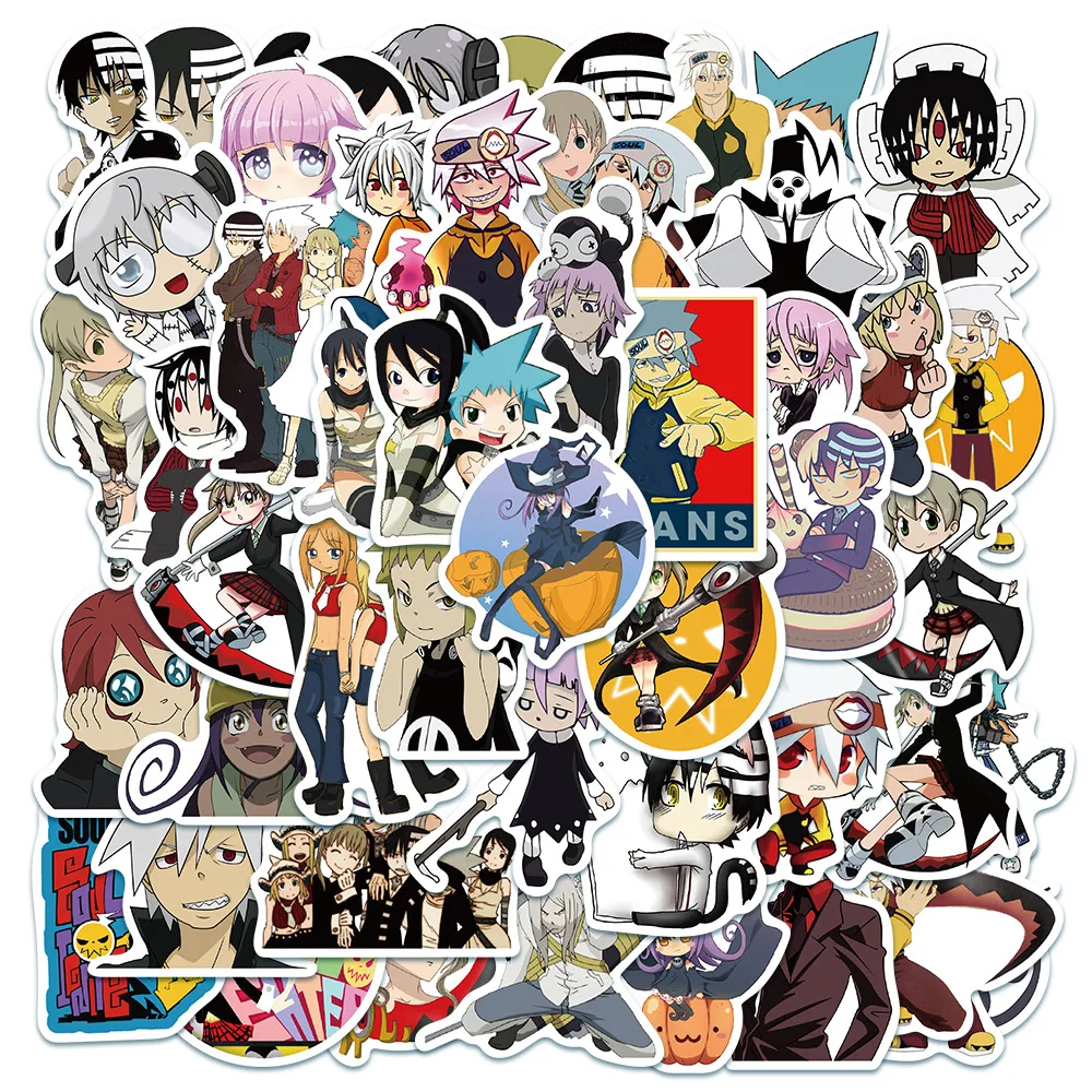 

50 Pcs Anime Soul Eater Stationery Stickers for Fridge Luggage Laptop Skateboard Bicycle PVC Waterproof Cartoon Series Stickes