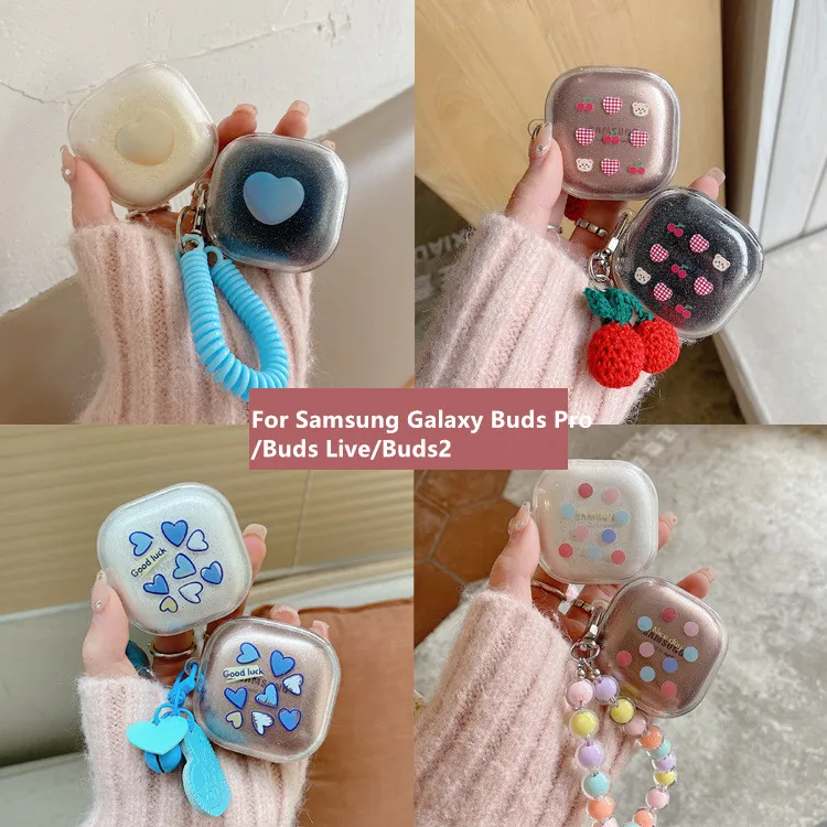 

Cute Cartoon For Samsung Galaxy Buds Live / Buds PRO / Buds 2 Case Wireless Bluetooth Headset Protect Case With Keyring