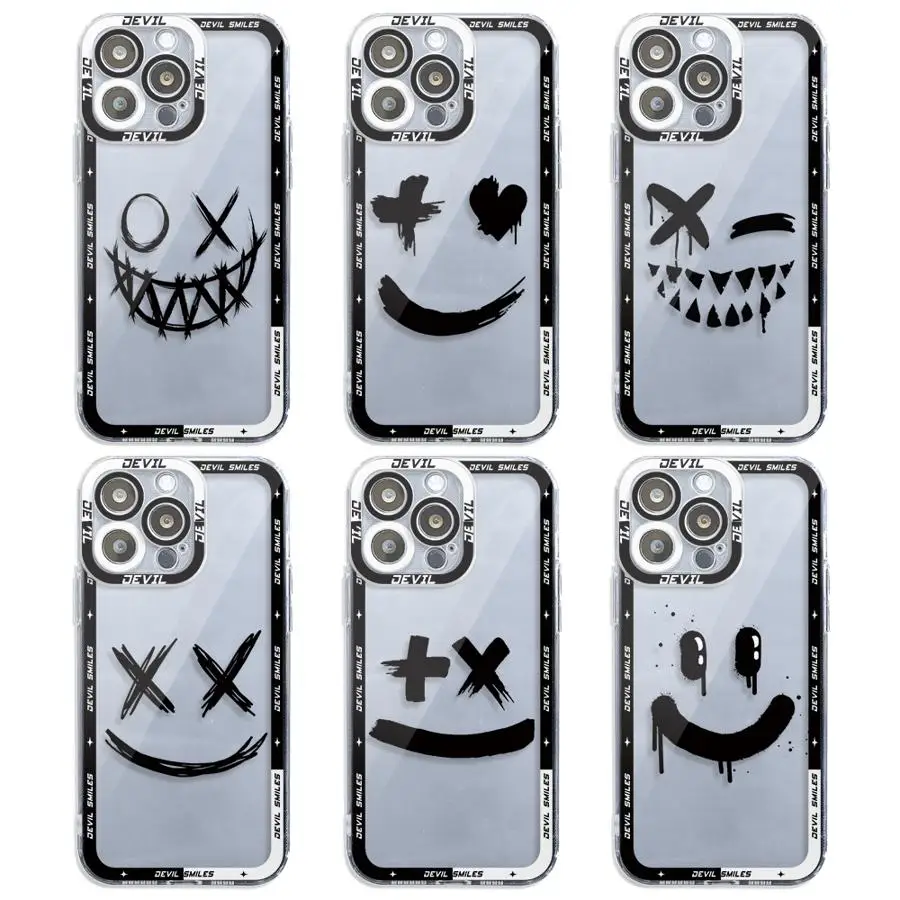 Comic Art Smiley Face Cover Phone Case for Apple iPhone 13 15 16 Pro Max 14 11 12 7 8 Plus X XS MAX XR Plu Soft TPU