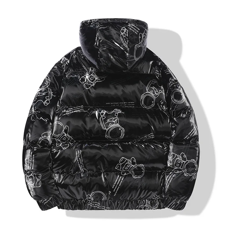 American Street Hooded Heavyweight Warm Jacket Winter Mens Fashion Casual Versatile Coats Couple Clothes Streetwear Men