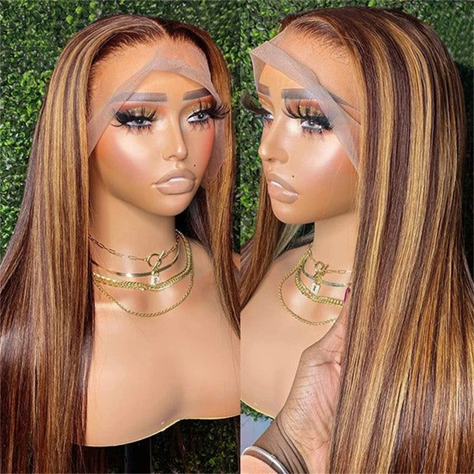 Выделите прямые 13X4 парики фронта шнурка парик из натуральных волос прозрачное