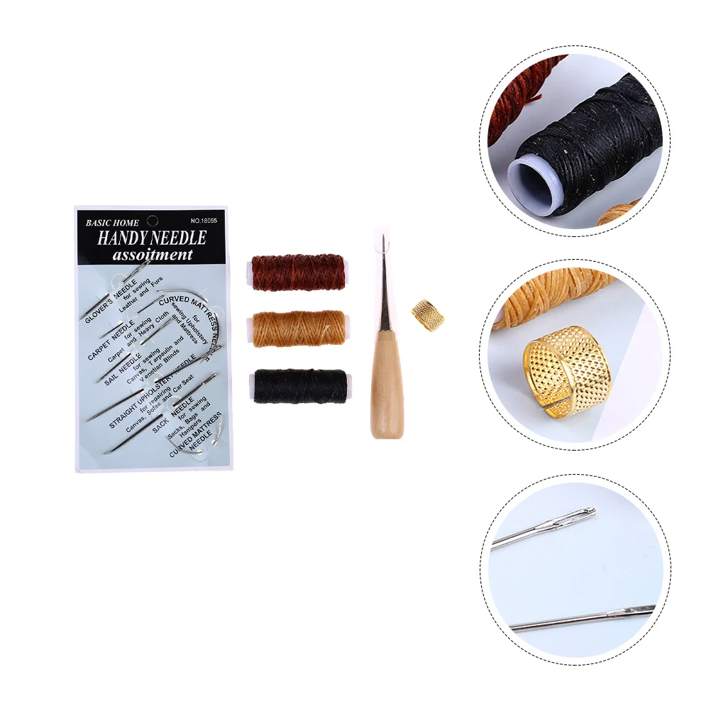 

Kit Sewing Needle Repair Tools Craft Tool Hand Shoes Thread Drilling Diy Crafting Waxed Cord Cone Starter Needles Coat Set