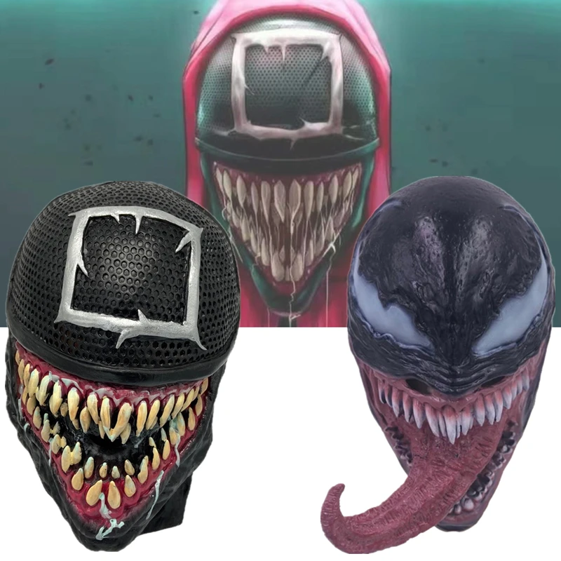 Ужасная маска на Хэллоуин Веном Супергерой косплей длинный язык голова всю