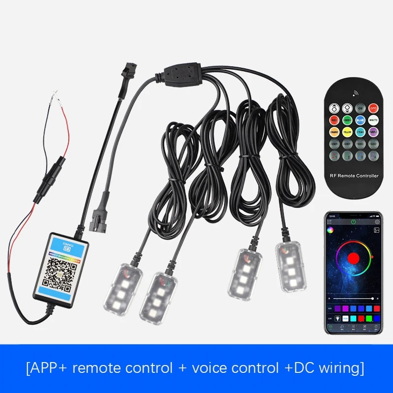 

Car RGB Atmosphere Lamp Car Interior Decoration Lamp APP Wireless Remote Control Foot Atmosphere Lamp