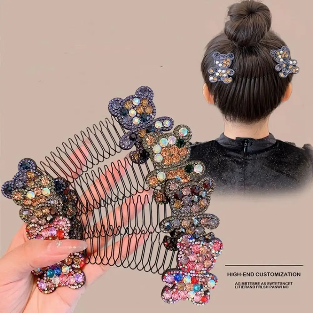 

Bear U Shape Hair Styling Comb Cute Rhinestone Teeth Fixed Combs Fixed Combs Hair Wear Spring Hair Comb Daily