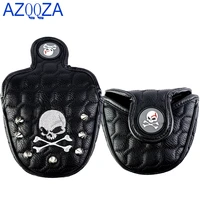 1pcs golf head cover black headcover with skull rivets putter magnetic closure synthetic leather covers gift for golfer