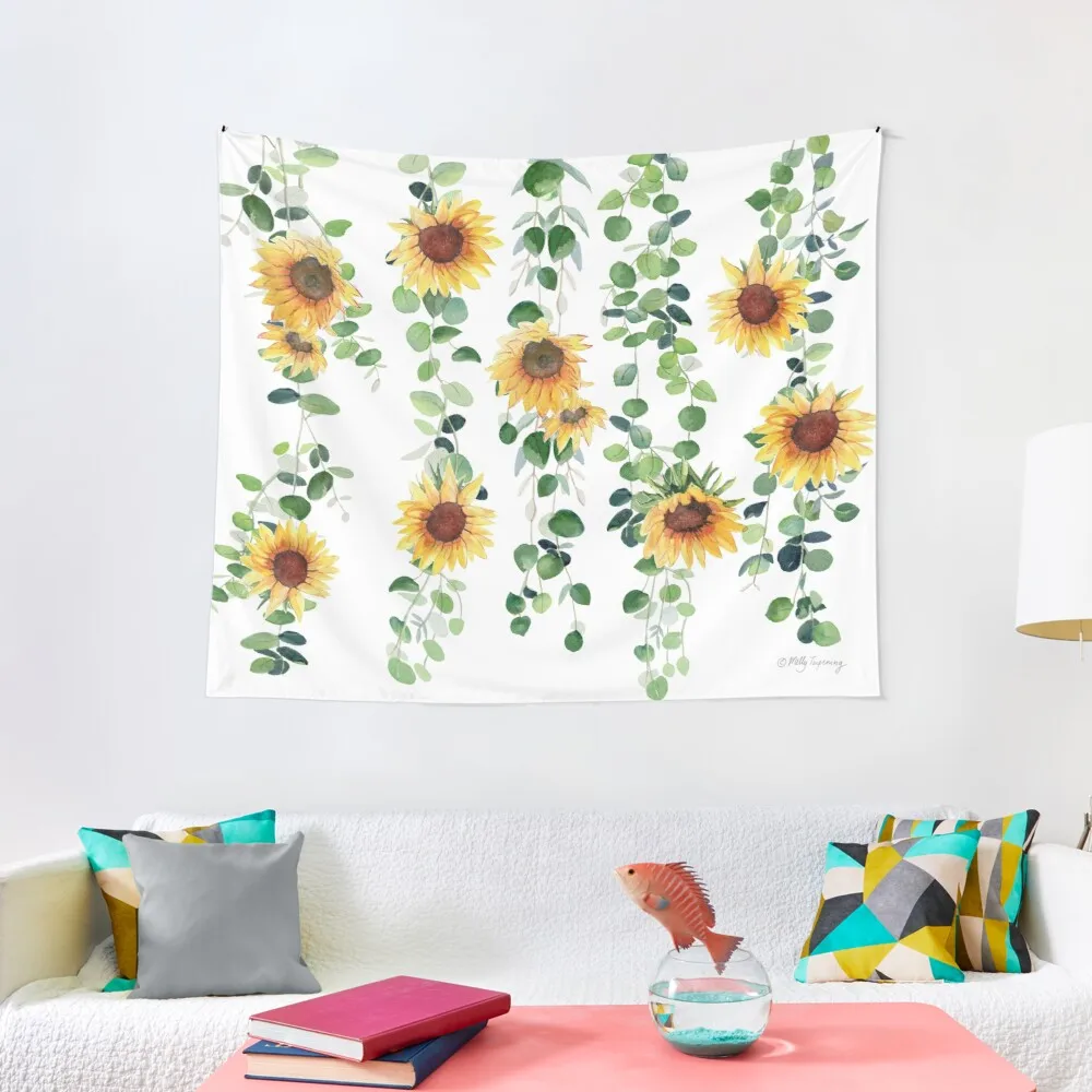 

Eucalyptus and Sunflowers Garland Tapestry Fashion Room Decor Pattern Print Tapestry Wall Bedroom Carpet Bed Sheets