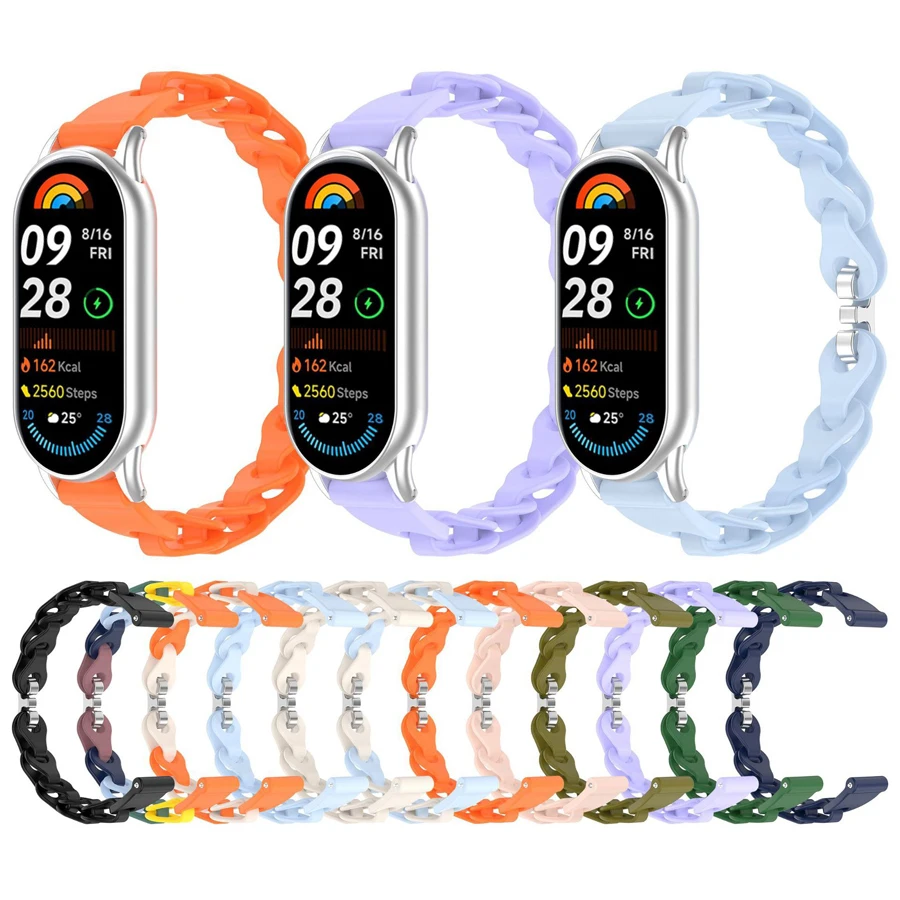 Фото Полый ремешок для Xiaomi Mi Band 10 9 8, мягкий официальный силиконовый сменный ремешок для часов, браслет для Xiaomi Miband 8 9 10, ремешок №3