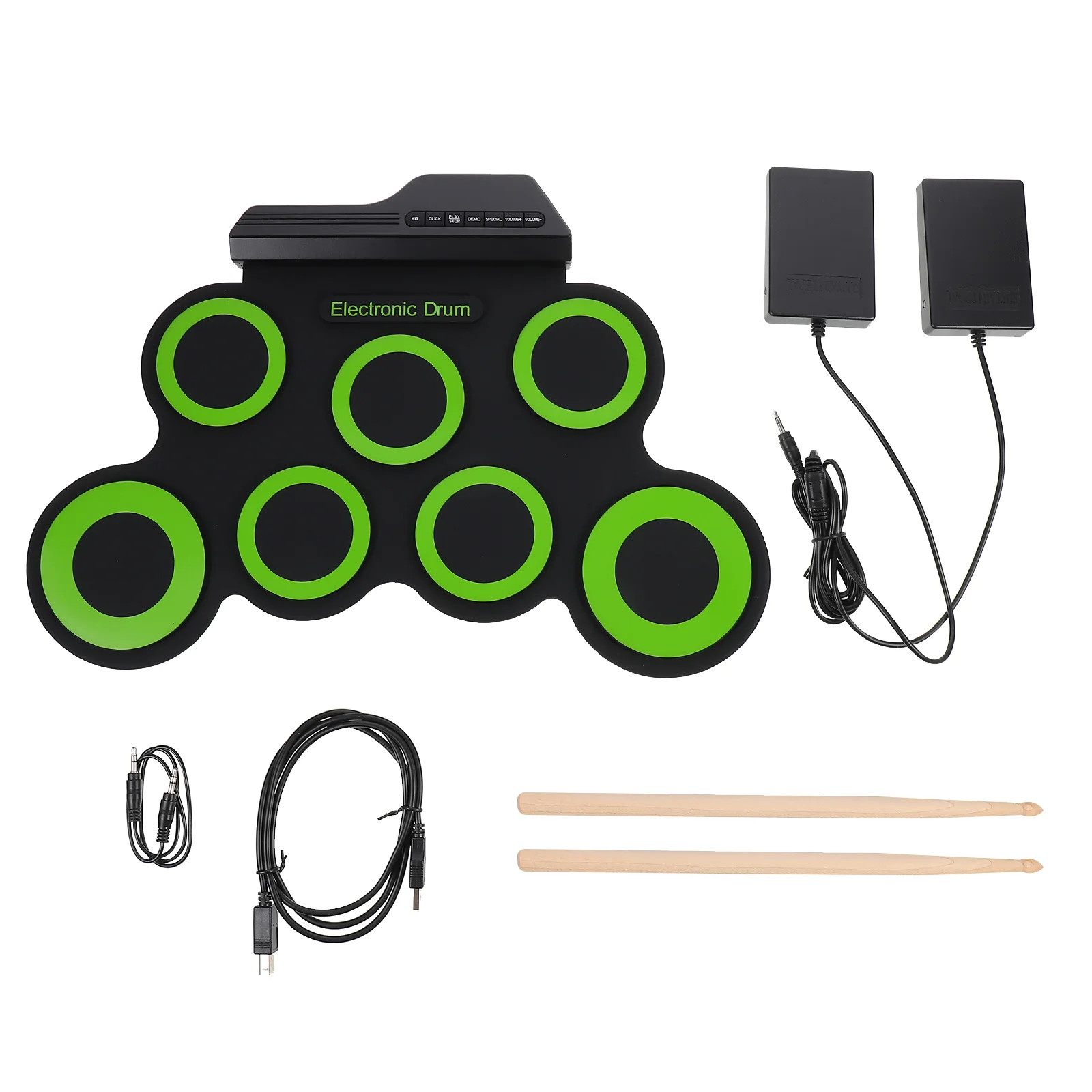 

Портативный барабанный набор USB, электрические игрушки Adukt, Тренировочный Коврик из АБС-пластика и электронных компонентов, складной, для детей и взрослых