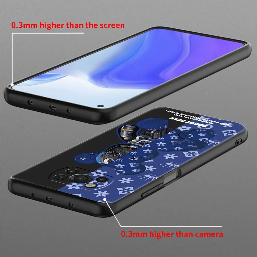 fashione robot bear case for xiaomi poco x3 nfc m3 pocophone f1 mi 11 lite 5g 12 11t 10t pro 9t note 10 9 black soft phone cover free global shipping
