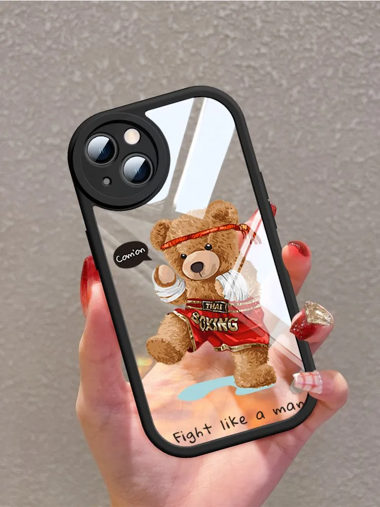 

Новый телефон с медведем, телефон с круглым зеркальным покрытием, iPhone 13promax, прозрачный, 12 дюймов, 14 дюймов, модный веселый спортивный телефон с медведем, тренд 14Pro