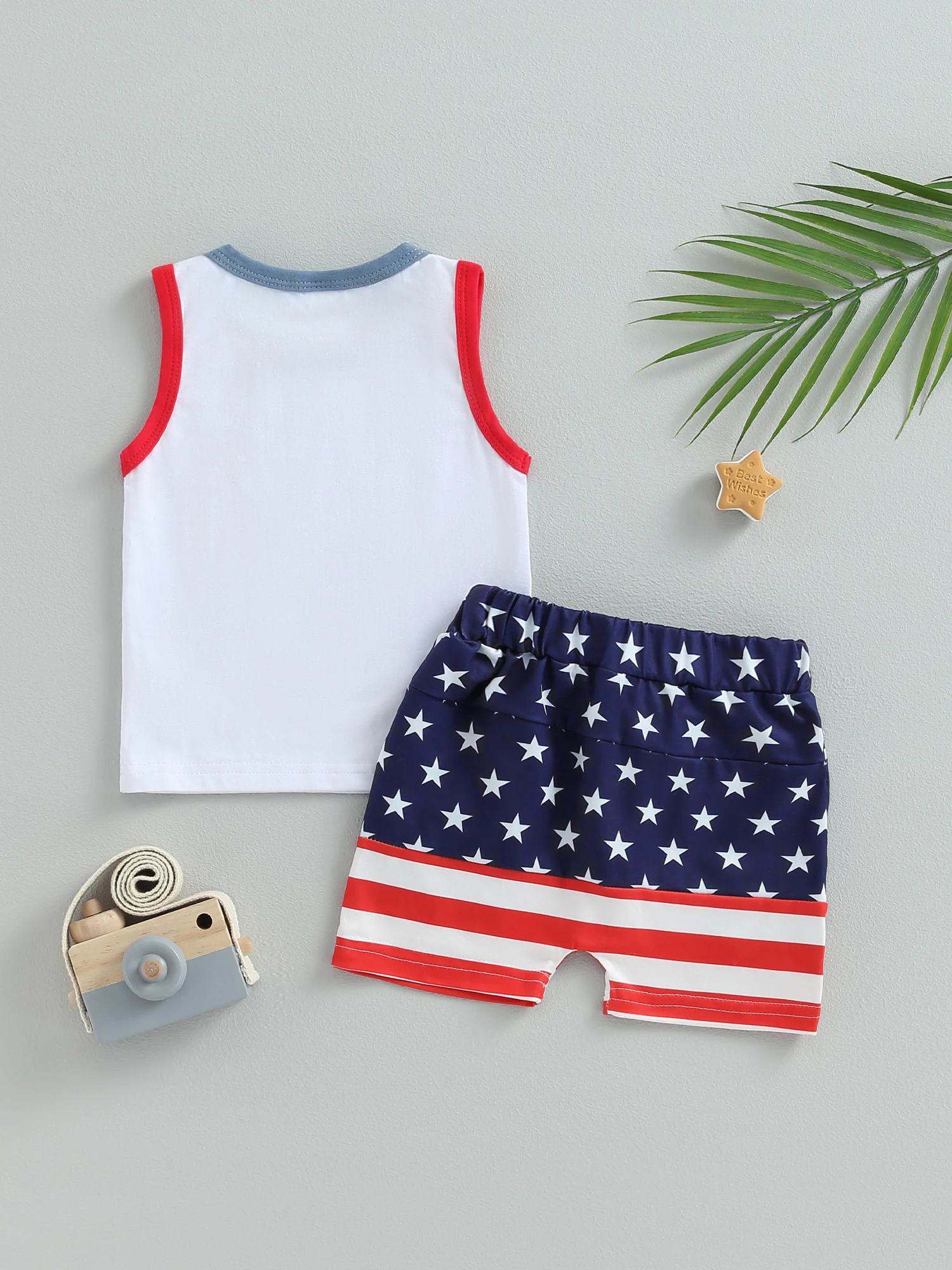 

Lucikamy Baby Boy 4th of July Outfit Short Sleeve Letter Print T-Shirt American Flag Shorts Set Fourth of July USA Clothes