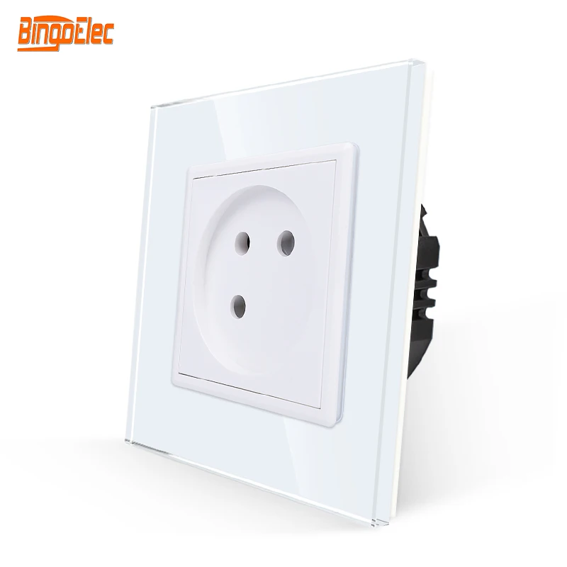 

Bingoelec Israel Standard Power Socket, White Crystal Glass Panel Outlet 100~250V 16A Wall Power Sockets for Home Improvement