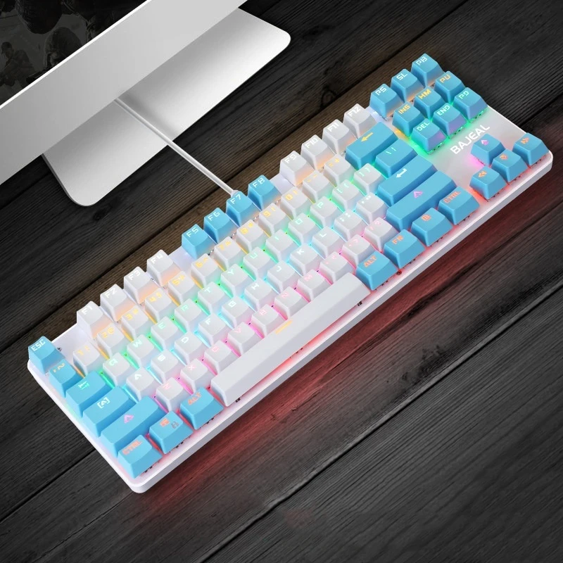

K100 87 клавиш USB проводной синий переключатель механическая клавиатура переключатель Горячая переключение ABS колпачки клавиш легкая работа клавиатура для игры