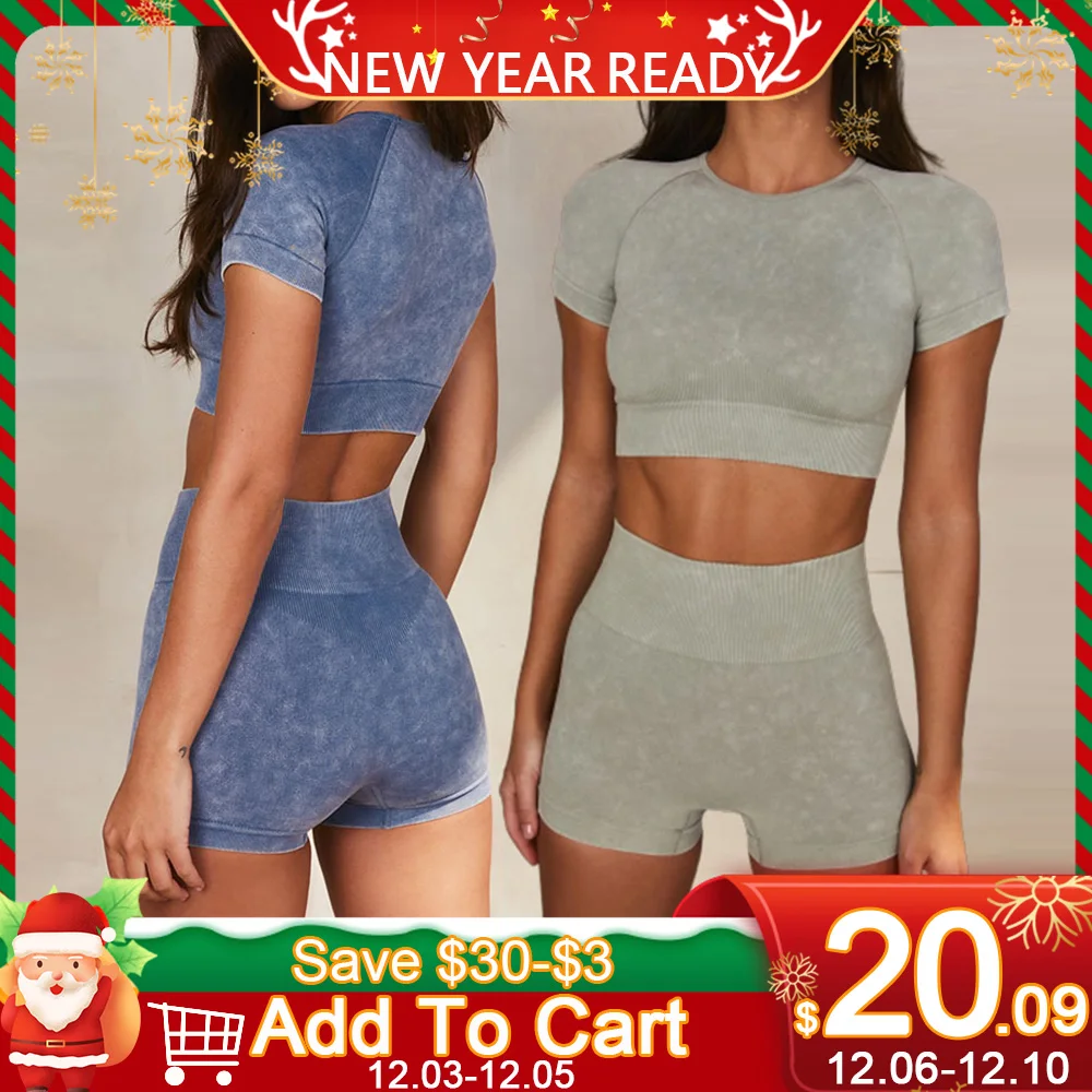 

Women's Sports Suits Summer Shorts Crop Tops Sportswear 2-piece Set T-shirt Fitness Workout Tracksuit Casual Women's Clothing