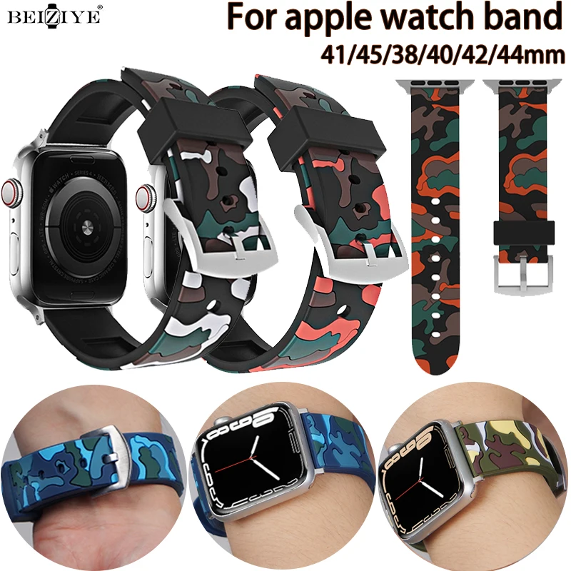 

Silicone Strap For Apple watch band 44mm 45mm 42mm 41mm Sport watchband bracelet correa apple watch series 6 5 4 SE 7 40mm 38mm