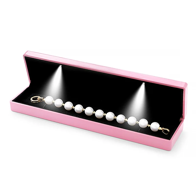 Светодиодная длинная шкатулка для ожерелий. Подарочная коробка ювелирных