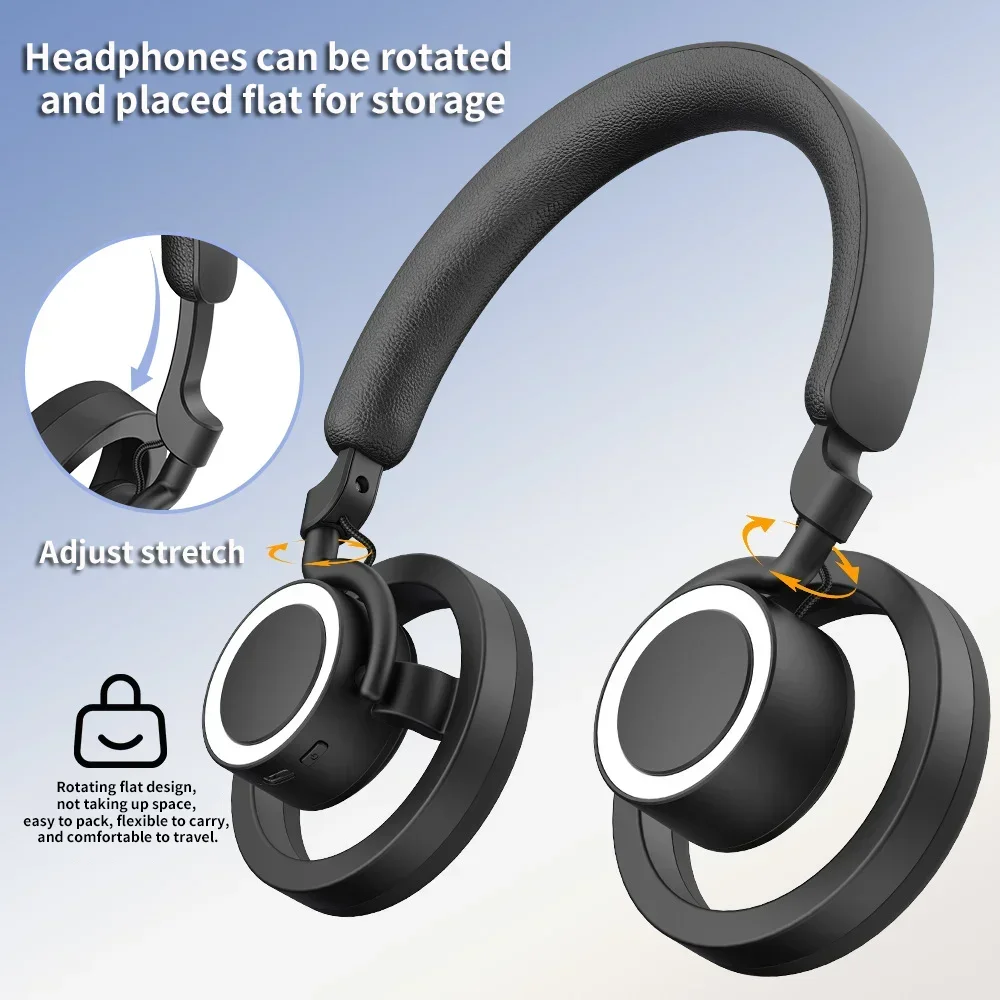 Фото Беспроводные Bluetooth-наушники с полым дизайном, накладные, 360° звучание °   Объемный звук, длительное время автономной работы, Hi-Fi стерео для музыки и повседневного использования №5