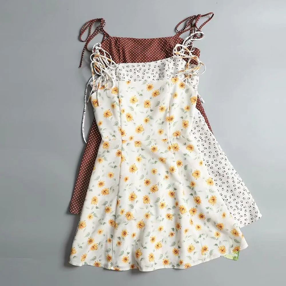 

2022 Summer New Women's Fast Fashion Printed Suspender Dress