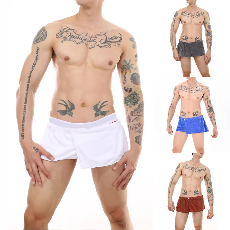 

Men's Cosmetic Bath Towel Short Pants Soft Microfiber Towel Blanket Beach Bath Towel Soft Wearable Lightweight Solid Color Sexy