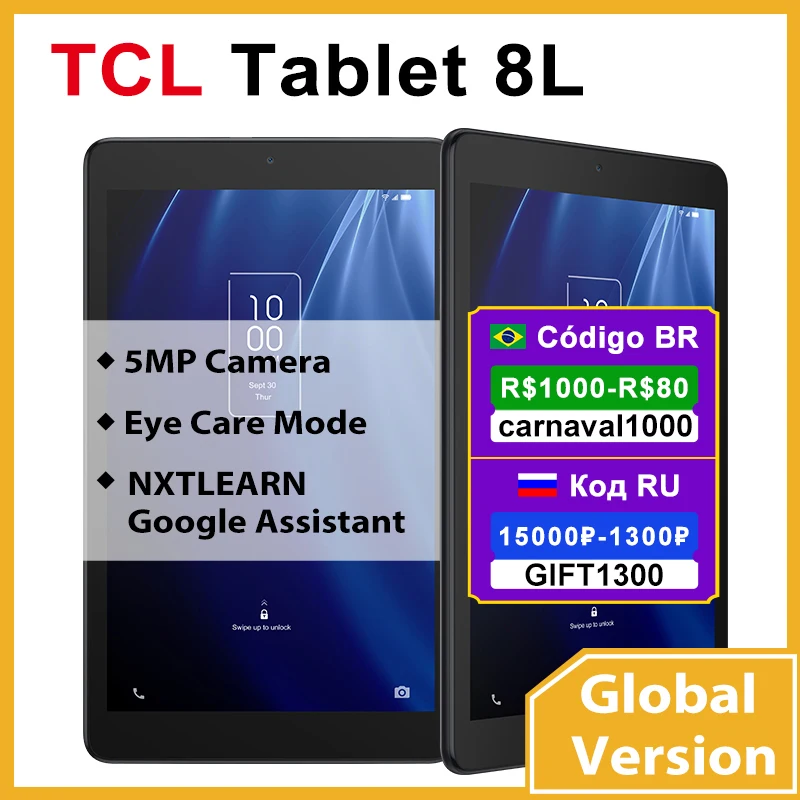 

Планшет глобальная версия TCL TAB 8L, 8 дюймов, IPS, 16:10 дисплей, четырехъядерный MTK8766B, 2 Гб, 32 ГБ, камера 5 Мп, 4080 мАч, Bluetooth 5,0, Android 10