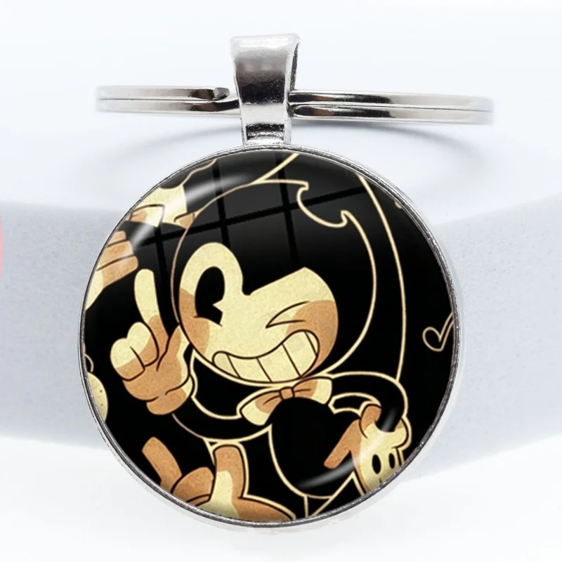 Фото Брелок для ключей из стекла с изображением персонажа игры B-Bendy and The Ink Machines, для сумок и автомобильных ключей, украшение, подарок №5