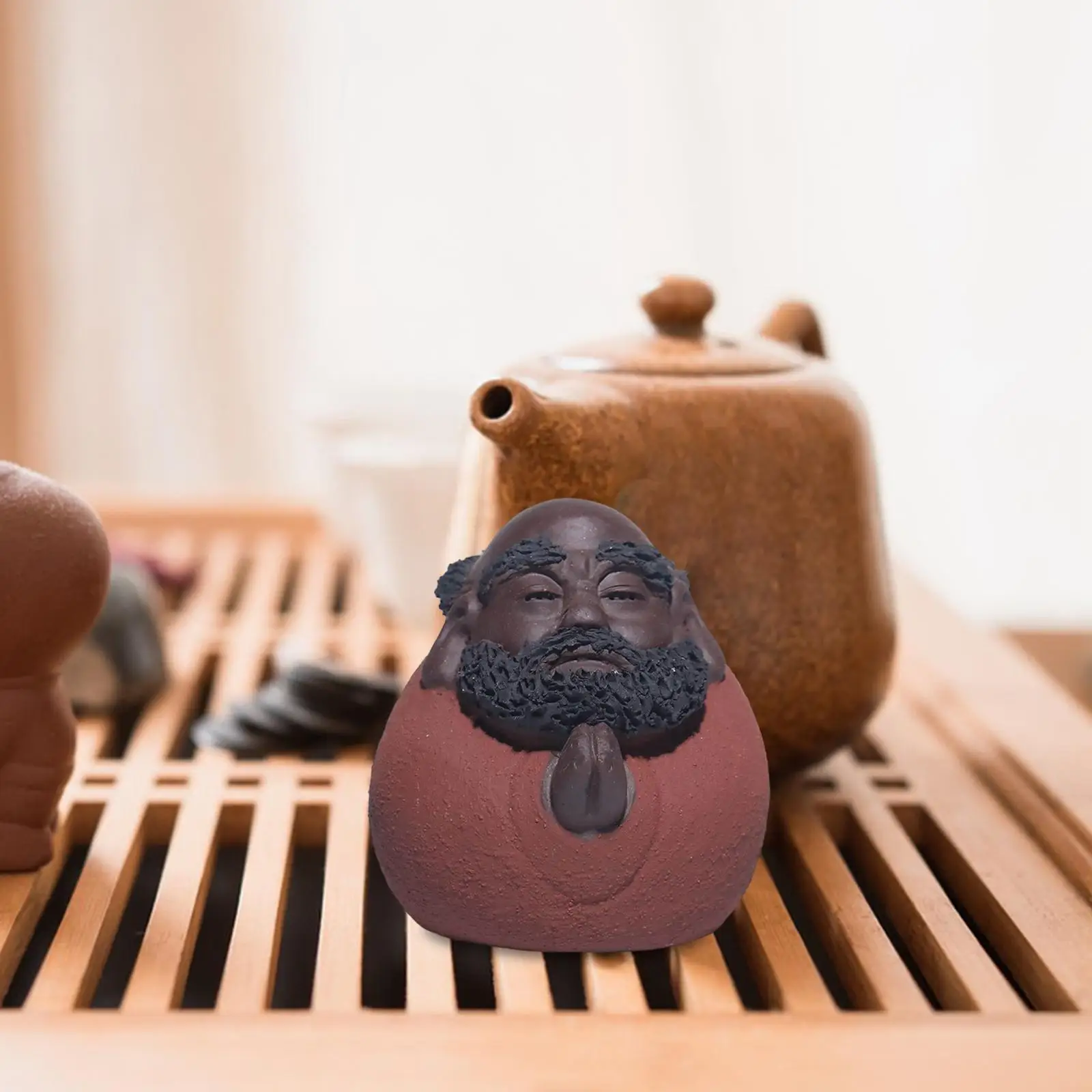 Bodhidharma Скульптура Мини-чайная фигурка домашнего животного Настольный орнамент