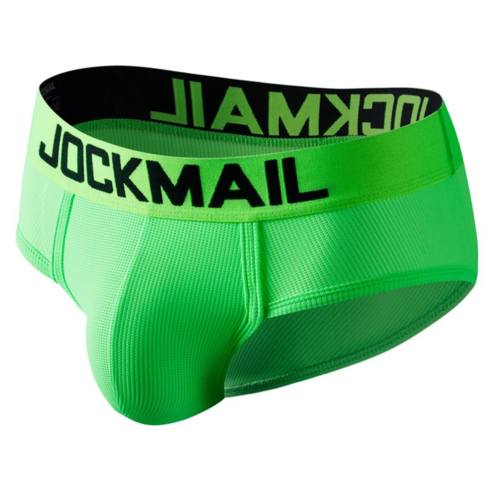

JOCKMAIL Brand Briefs Men Sexy Low Waist Quick Dry Underwear Neon Color Bikini Pouch Underpants Male Breathable Panties A50